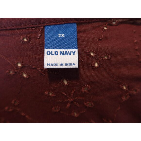 OLD NAVY Oversized Embroidered Eyelet Peasant Top Size 3X NWT Reddish Brown - Picture 9 of 9